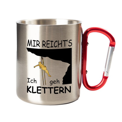 Personalisierte Tasse - Mir reicht's ich geh Klettern (Mann/Frau) - Edelstahl mit Karabiner