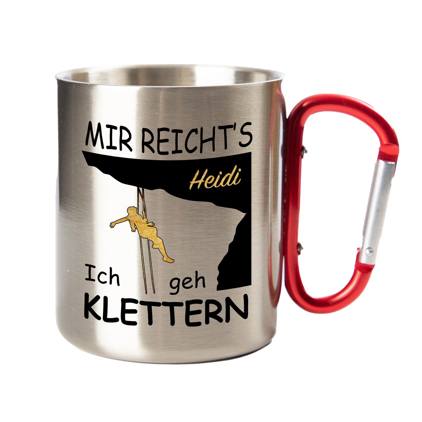 Personalisierte Tasse - Mir reicht's ich geh Klettern (Mann/Frau) - Edelstahl mit Karabiner