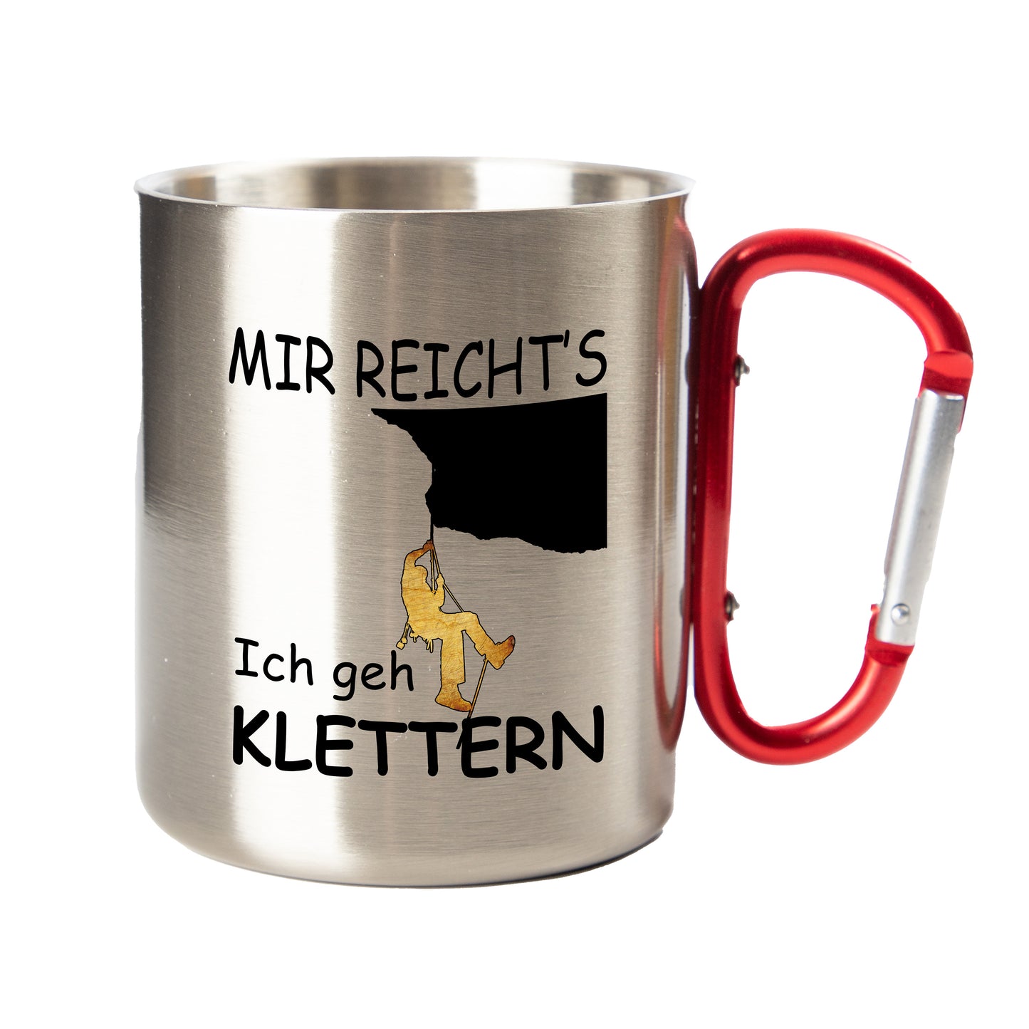 Personalisierte Tasse - Mir reicht's ich geh Klettern (Mann/Frau) - Edelstahl mit Karabiner