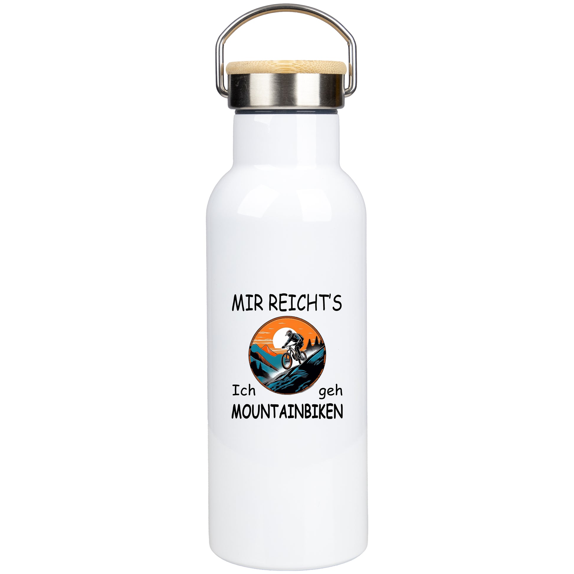 mountainbike flasche Edelstahl Trinkflasche 500ml mit Bambusdeckel | Mir reicht's