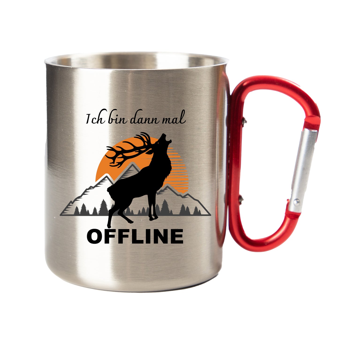 DekoAlm24 Tasse - Ich bin dann mal OFFLINE - Edelstahl mit Karabiner