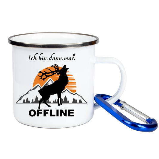 DekoAlm24 Tasse - Ich bin dann mal OFFLINE - Emaille (Silber)