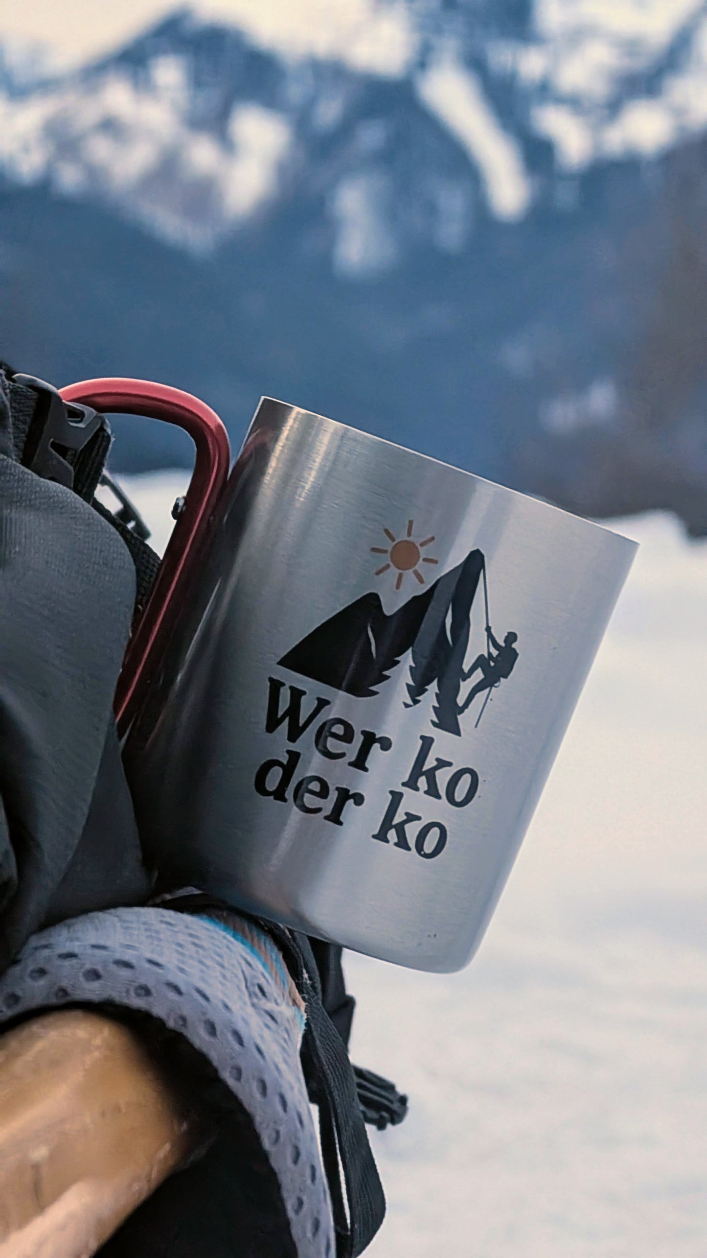 Edelstahl Thermobecher mit Karabiner – Wer ko der ko