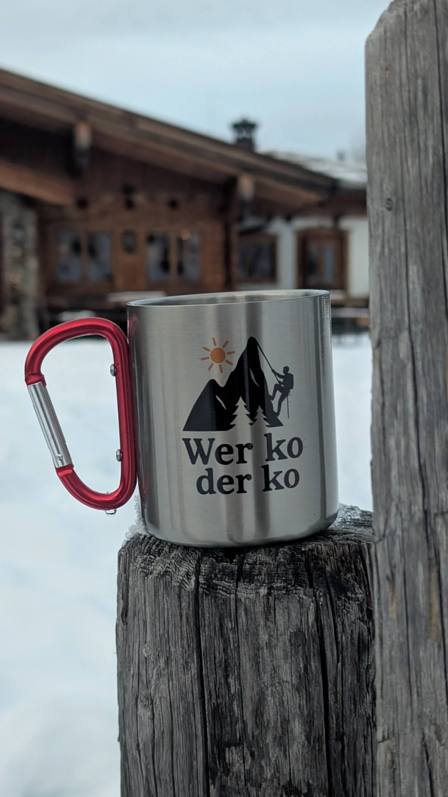 Edelstahl Thermobecher mit Karabiner – Wer ko der ko