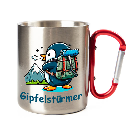 DekoAlm24 Tasse - Pingi Gipfelstürmer - Edelstahl mit Karabiner