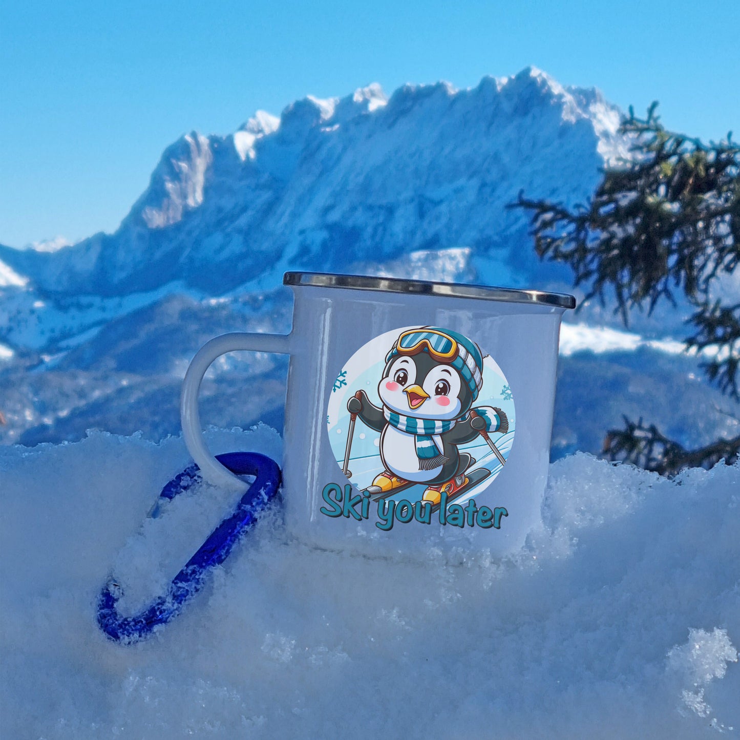 DekoAlm24 Tasse - Ski you later - Emaille (Silber)