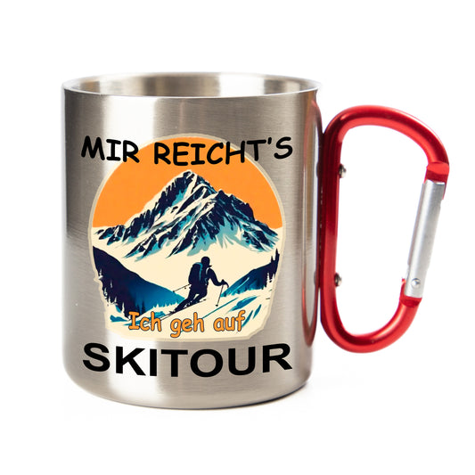 Tasse Thermo Becher Edelstahl Karabiner | Mir Reicht's Ich geh auf Skitour