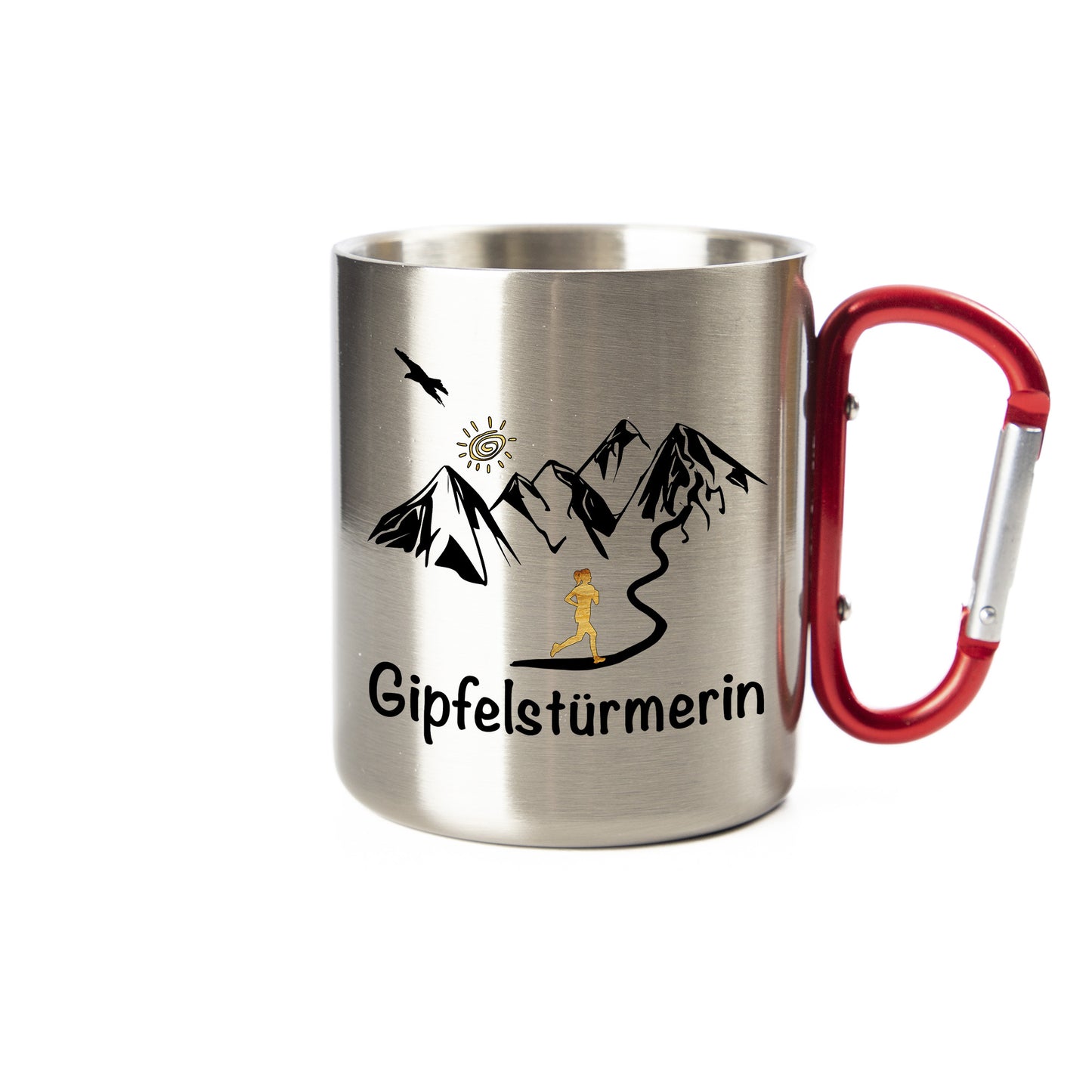 DekoAlm24 Tasse - Gipfelstürmer - Edelstahl mit Karabiner