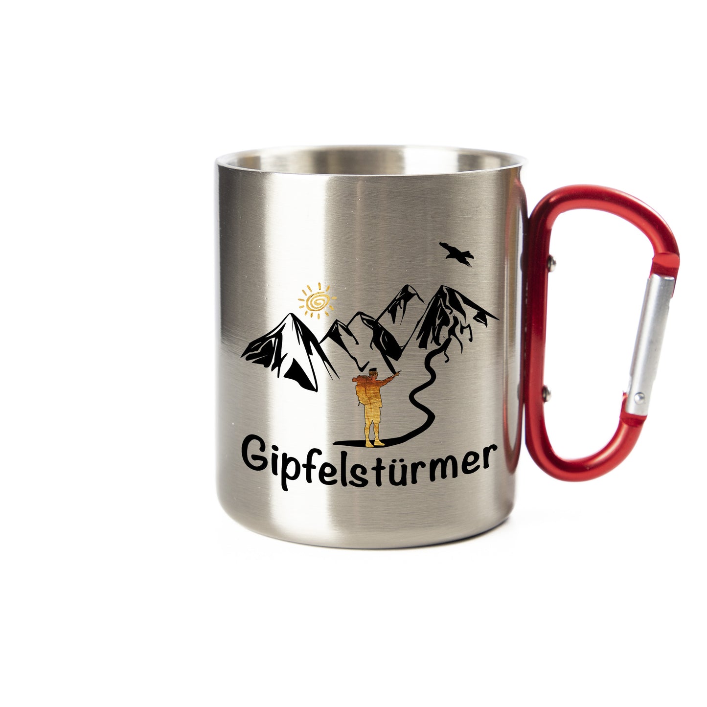 DekoAlm24 Tasse - Gipfelstürmer - Edelstahl mit Karabiner