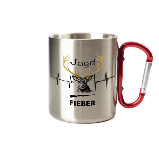 DekoAlm24 Tasse - Jagdfieber - Edelstahl mit Karabiner