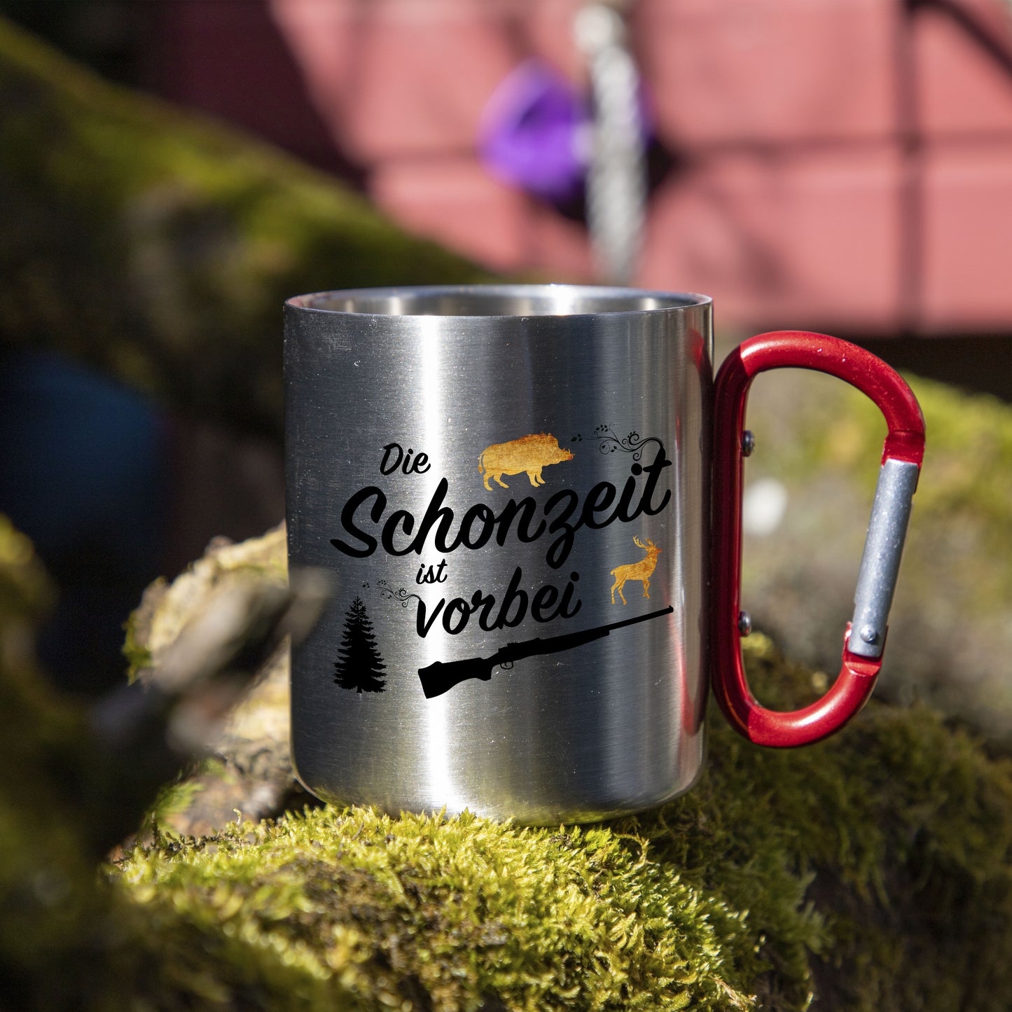 DekoAlm24 Tasse - Schonzeit - Edelstahl mit Karabiner