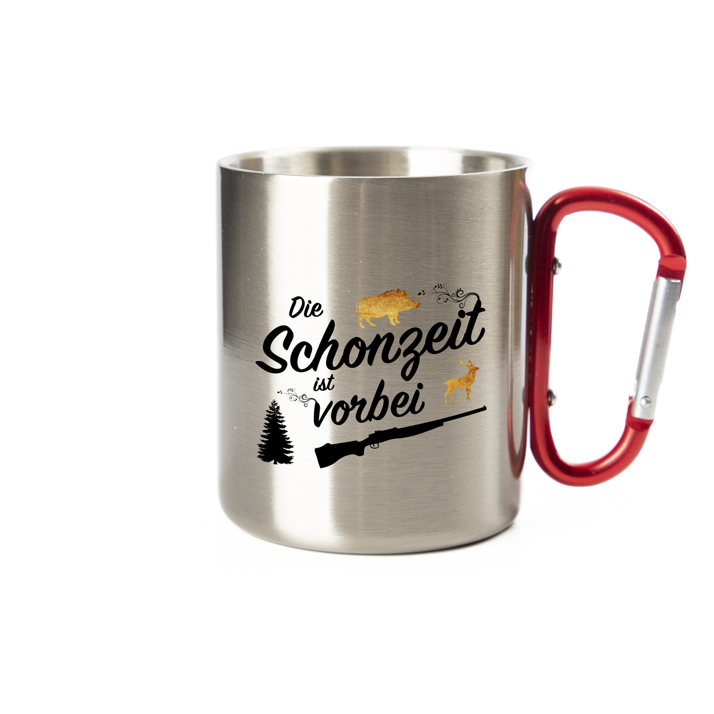 DekoAlm24 Tasse - Schonzeit - Edelstahl mit Karabiner