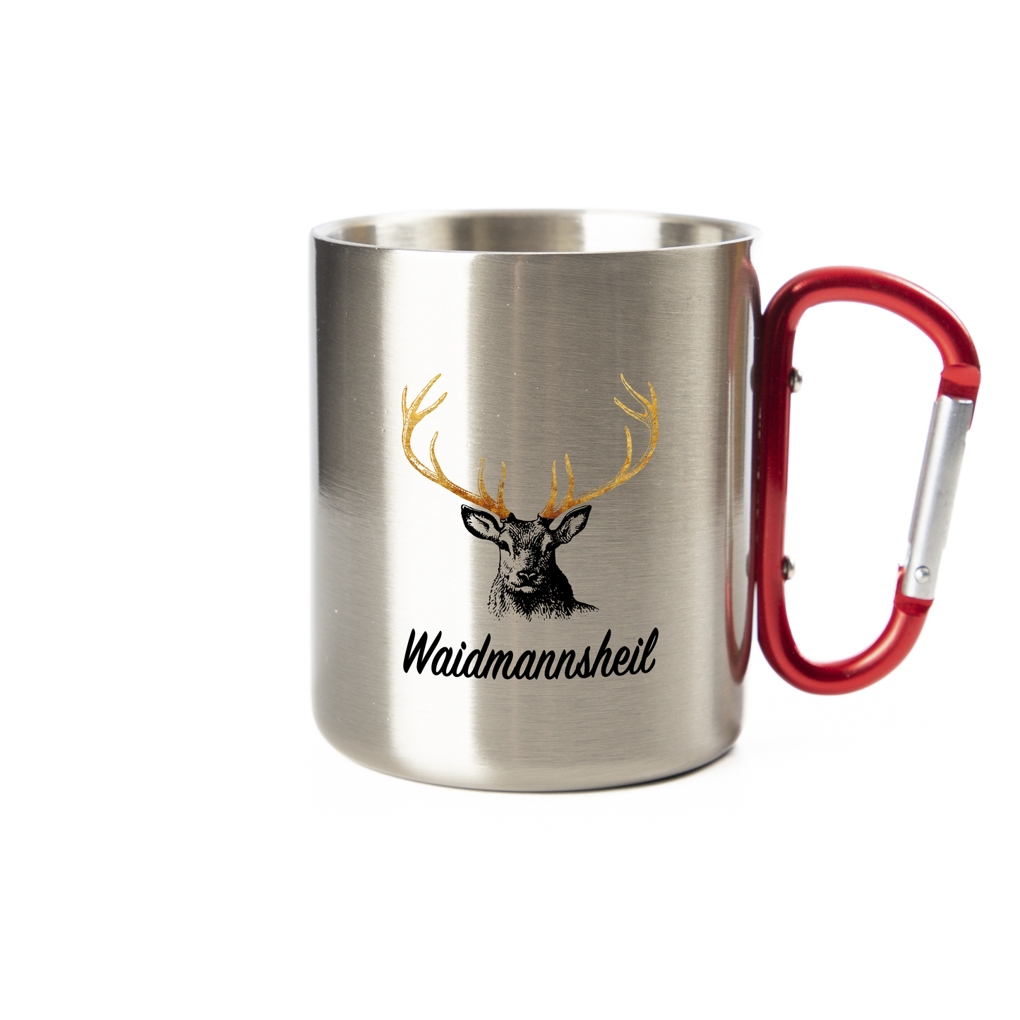 DekoAlm24 Tasse - Waidmannsheil - Edelstahl mit Karabiner