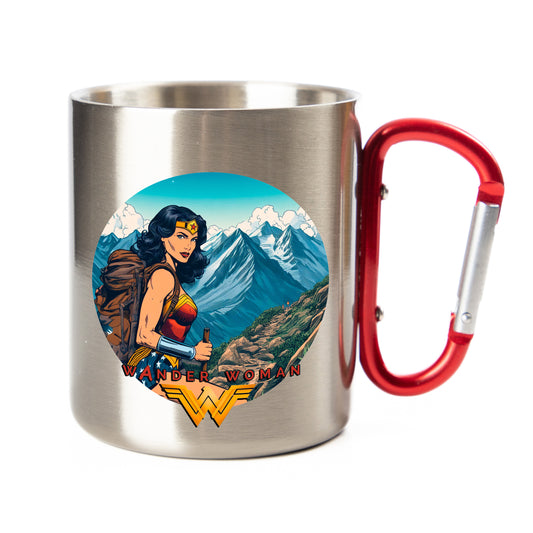 DekoAlm24 Tasse - Wanderwoman - Edelstahl mit Karabiner