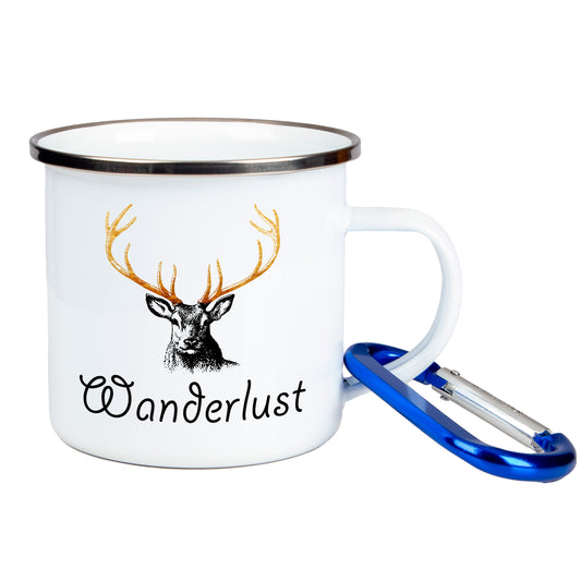 DekoAlm24 Tasse - Wanderlust - Emaille (Silber)