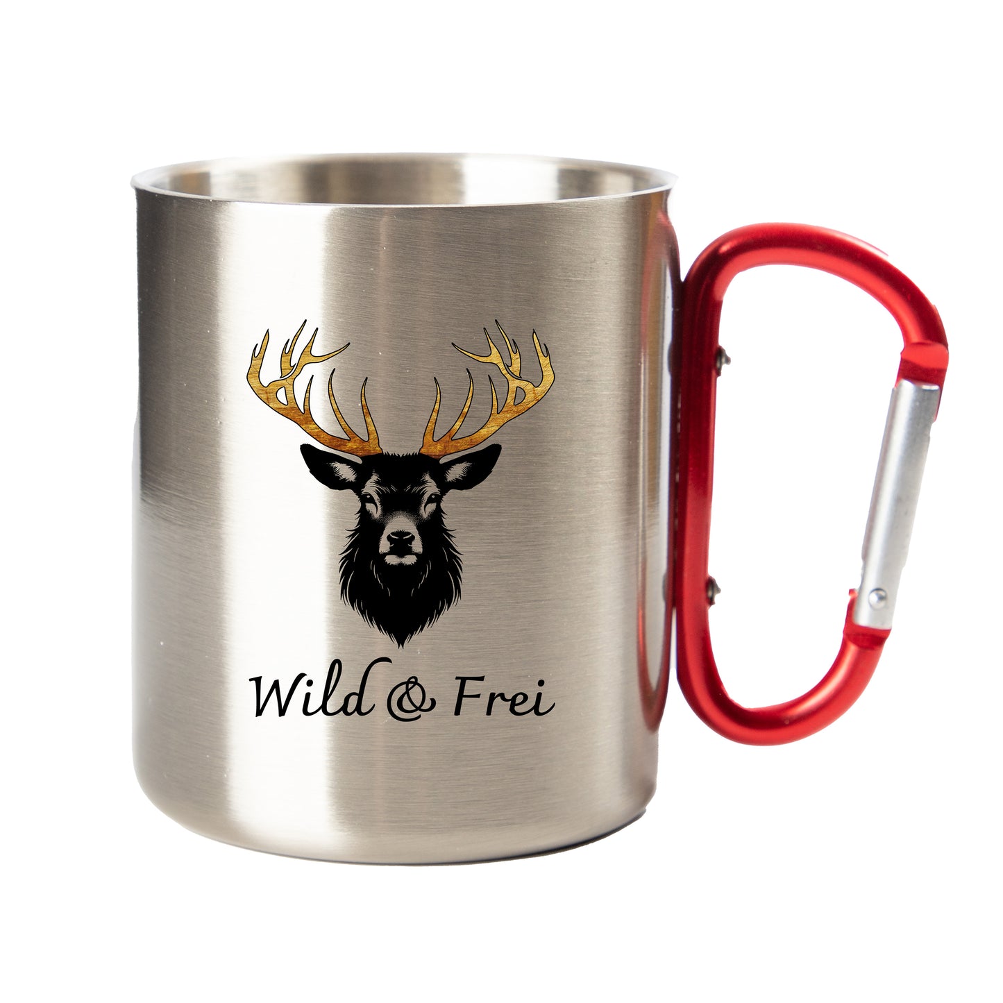 DekoAlm24 Tasse - Wild & Frei - Edelstahl mit Karabiner