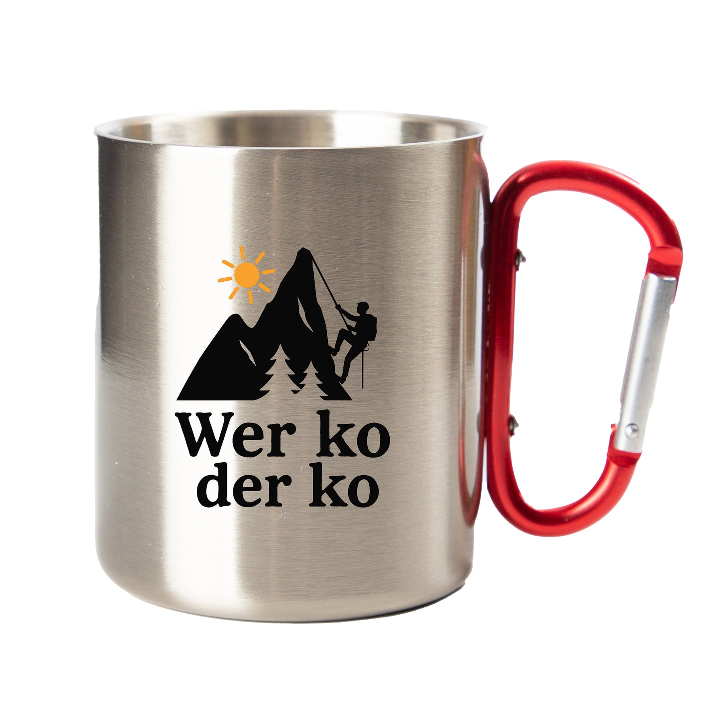 Edelstahl Thermobecher mit Karabiner – Wer ko der ko